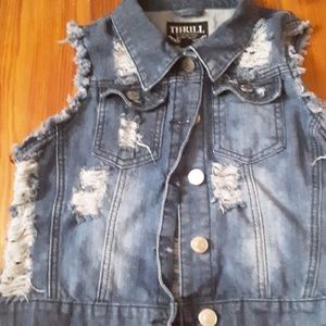 Blue ripped jean jacket